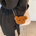 thumbnail image 2 of Bolso bandolera de peluche con forma de oso, bonito y versátil, resistente y suave, para mujer. Marrón, 2 of 9