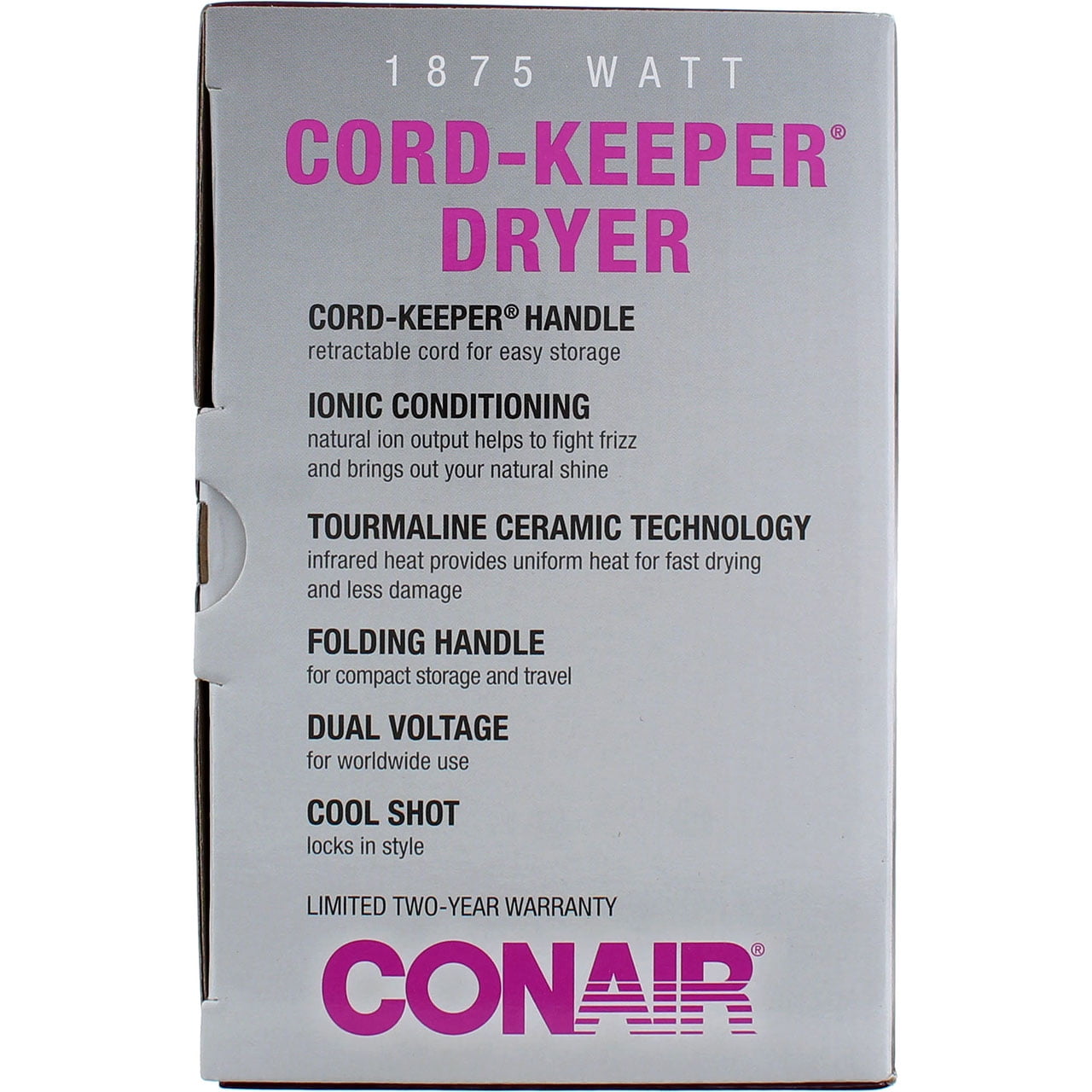 Conair Cord-Keeper Travel Size Folding Ionic Retractable Cord Hair Dryer, 1875 Watts, Blue