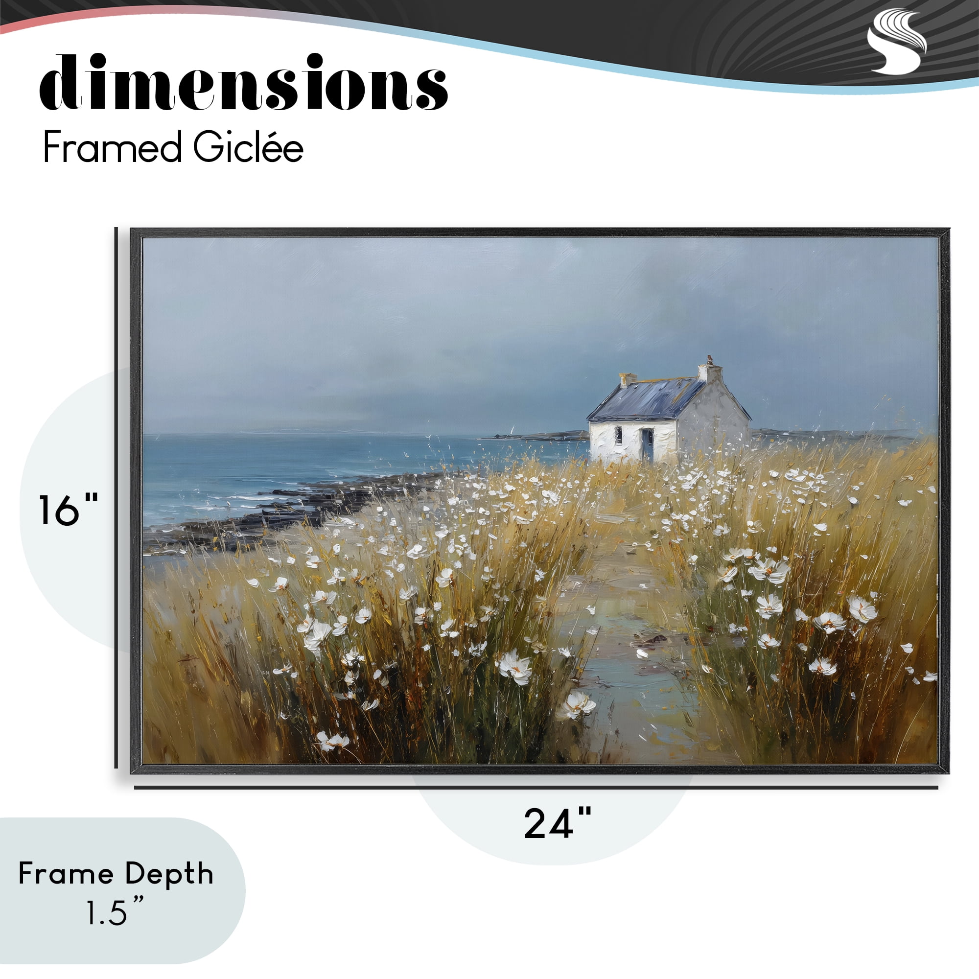 Stupell Industries Oceanfront Cottage Wildflowers Black Framed Giclee Art, design by Petal Prints Design