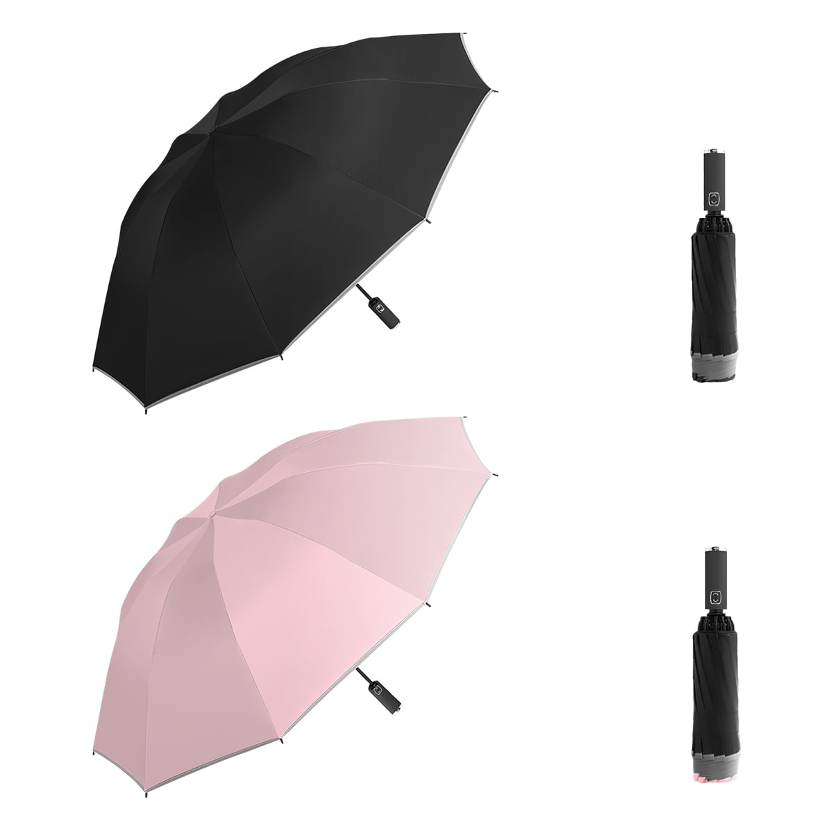 Kepooman 2 PACKS Portable UV Umbrella, 10 RIBS Protection Sun Compact Windproof Reverse Umbrella’s for Women and Men, Pink & Black Kepooman 2 PACKS Portable UV Umbrella, 10 RIBS Protection Sun Compact Windproof Reverse Umbrella’s for Women and Men, Pink & Black