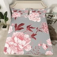 thumbnail image 2 of Manfei Country Flower Floral Full Size Sheets,Rustic Farmhouse Cabin Bed Sheets,Pink Gray Sheet Sets For Girls,Luxury Bedroom Decor,4-Piece, 2 of 7