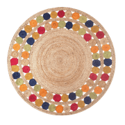 Jaipur Art And Craft braided 100x100 CM (3.33 x 3.33 Square feet)(39 x 39.00 Inch)Multicolor Round Jute AreaRug Carpet throw