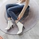 thumbnail image 5 of NECHOLOGY Zapatos Botines de mujer Botas de tobillo de encaje de moda de invierno para mujer con tacones tacones puntiagudos con cordones botas de tobillo con cremallera lateral (White 7), 5 of 7