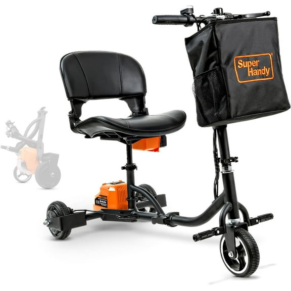 SuperHandy Lightweight 3-Wheel Mobility Scooter - Elder, Handicap, Adults Transport, 48V 2Ah Battery, Long Range, 35 lbs
