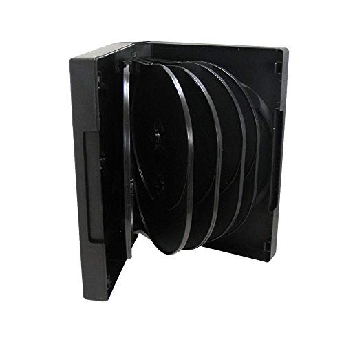 Maxtek Étuis DVD Noirs 12 Disques avec 5 Plateaux Rabattables et Étui Extérieur Transparent, Lot de 10