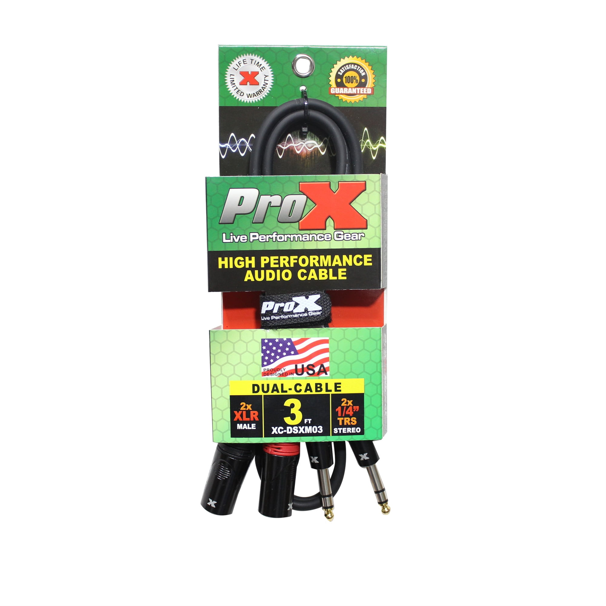 ProX XC-DSXM03 3' Dual 1/4" TRS-M to Dual XLR3-M Balanced High Performance Audio Cable