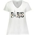 thumbnail image 3 of Inktastic Paris Eiffel Tower with Flowers Women's Plus Size V-Neck T-Shirt, 3 of 5