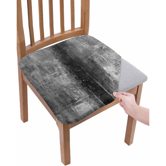Gray Chair Seat Covers for Dining Room Stretch Chair Seat Covers Set of 2, Retro Oil Painting Modern Abstract Art Aesthetics Chair Seat Protector Cushion Slipcovers for Kitchen Restaurant Office