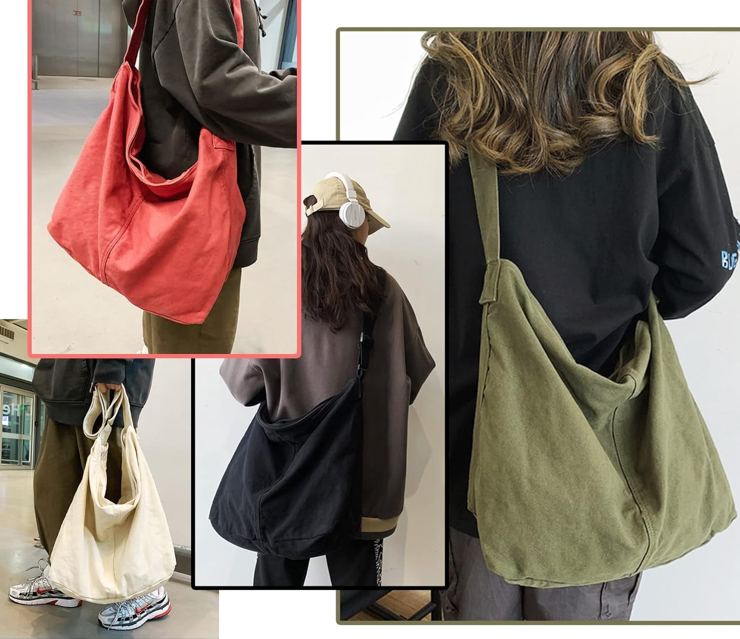 JennyShop Shoulder Handbag with Adjustable Strap, Fashion Canvas Bag Solid Color Crossbody Bag for Women Tote Bag