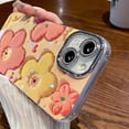 thumbnail image 2 of for iPhone Case,Cute Floral Pattern Glossy Blu-ray Silicone Camera Lens Protection Soft Shockproof Phone Case (Purple,iPhone 13), 2 of 5