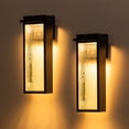 thumbnail image 2 of C Cattleya Matte Black Dusk to Dawn LED Outdoor Wall Light with Ripple Tempered Glass Shade(2-Pack), 2 of 7