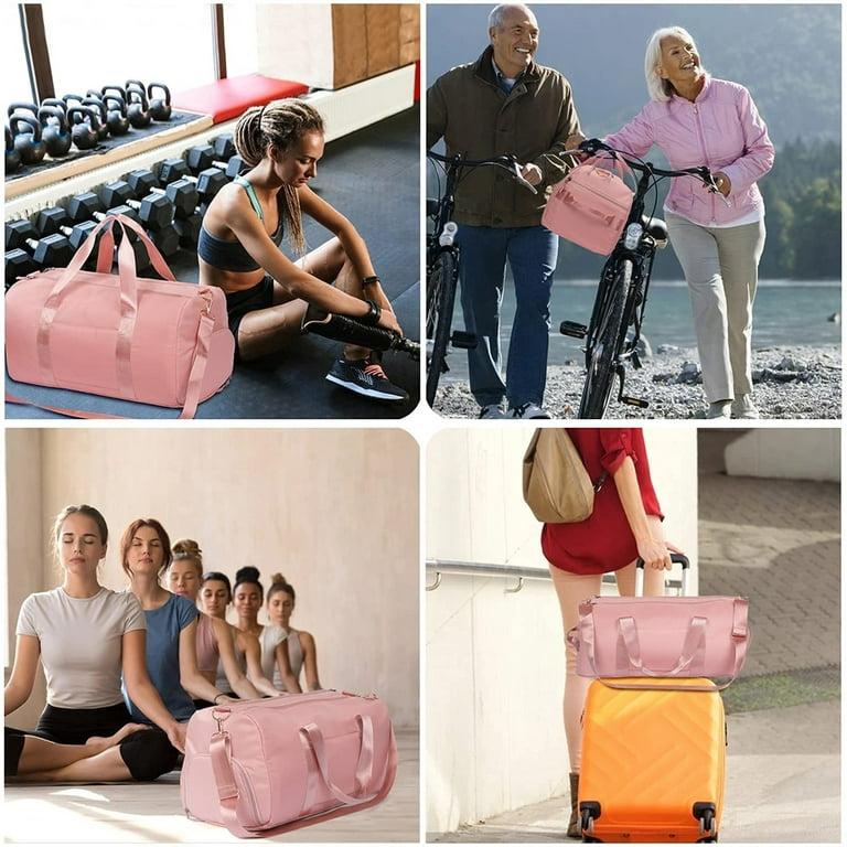 Gym Duffle Bag Dry Wet Separated Gym Bag Sport Duffle Bag Training Handbag  Yoga bag-Pink