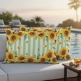 thumbnail image 4 of Yellow Spring Sunflowers Outdoor Waterproof Pillow Covers, Light Green Striped Country Decorative Rectangle Throw Pillowcase Sofa Cushion Sham for Patio/Couch/Chair, 20"x12" 2 Pack, 4 of 8