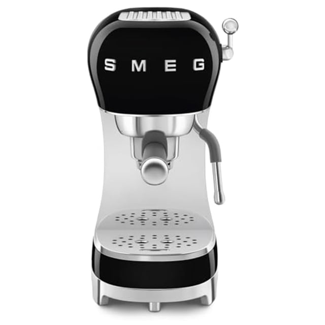 Smeg 50's Retro Style Manual Espresso Coffee Machine, 4 Drinks, Thermoblock Heating System, Black, ECF02BLUS