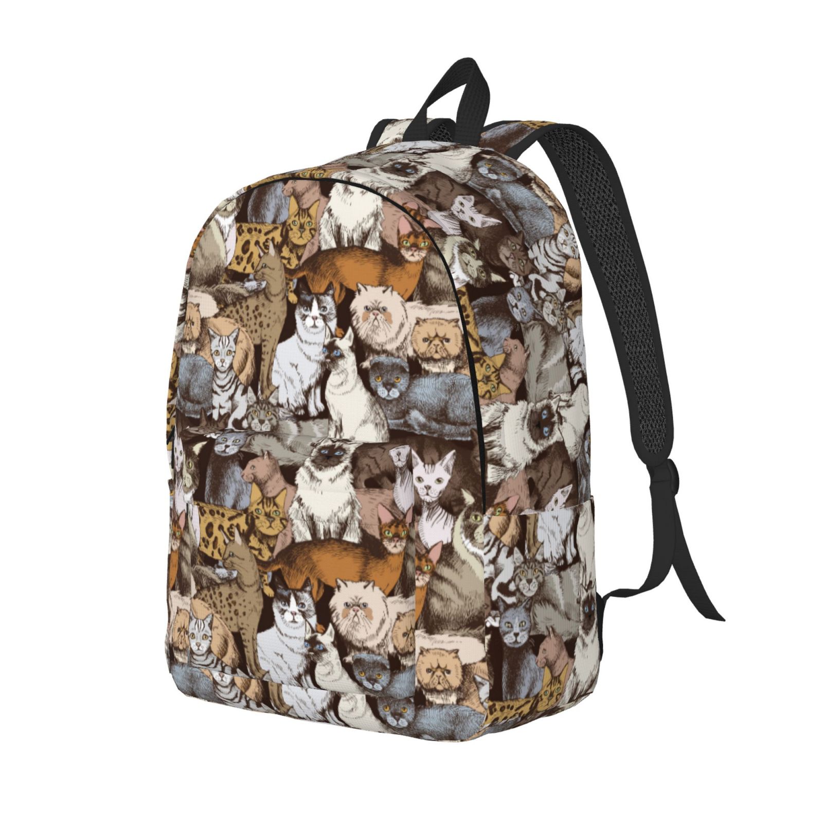 Defioc Cut Cats for Canvas Backpack,Travel Rucksack Unisex Knapsack Laptop Backpack for Work & College -Small
