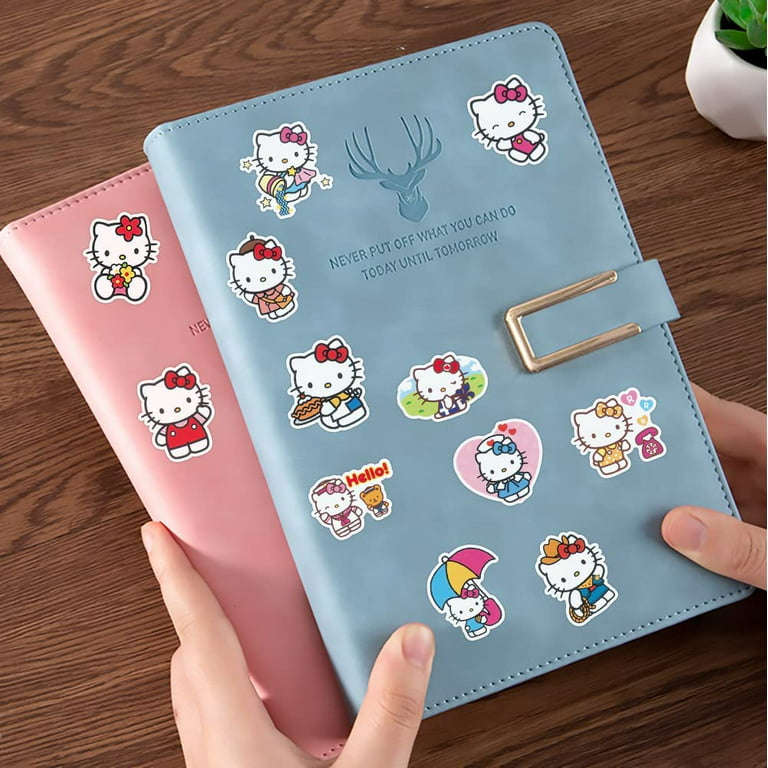 Cannity Hello Kitty Stickers, 50pcs Cute Stickers White Theme Kawaii Cat Stickers for Kids Teens Adults, Vinyl Waterproof Stickers Pack for Laptop
