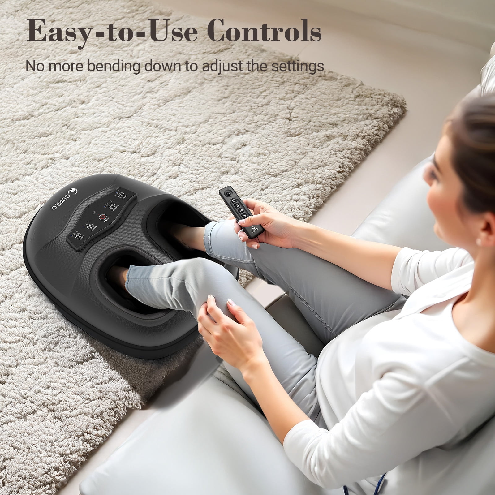 Cupilo Shiatsu Foot Massager with Heat, Foot Massager Machine with Remote Control,  5 Deep Kneading Therapy Pressure for Plantar Fasciitis, Neuropathy, Blood Circulation, Gifts for Women Men 13"