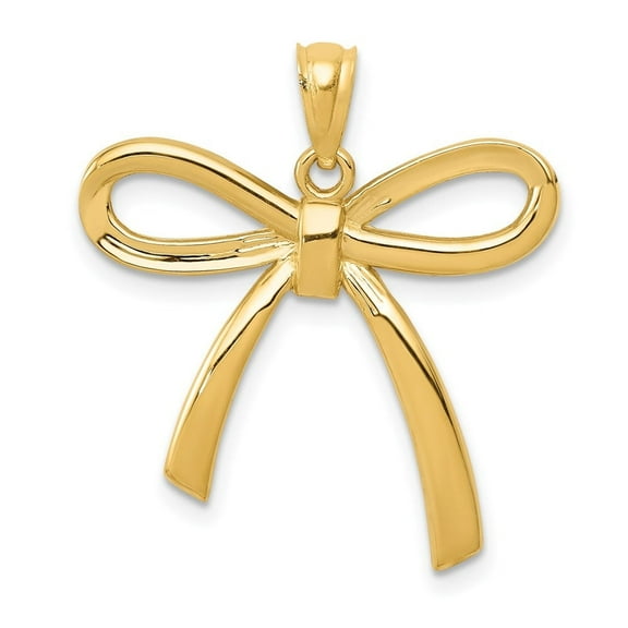 Auriga Fine Jewelry 14K Yellow Gold Polished Ribbon Bow Pendant for Women