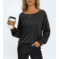 thumbnail image 4 of Sucegi Loose Fit Women's Shirt - Long Sleeve, Round Neck, Pintuck Design for Daily Wear, 4 of 5