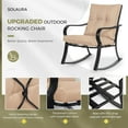 thumbnail image 3 of SUNCROWN 3-Piece Outdoor Patio Bistro Set Black Metal Rocking Chairs and Table with Brown Cushions, 3 of 9