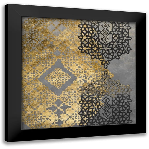 Zarris, Chariklia 12x12 Black Modern Framed Museum Art Print Titled - Golden Filigree II
