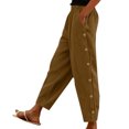 thumbnail image 2 of Corduroy Pants Women Elastic Waist Straight Leg Relaxed Fit Ankle Length Lounge Pants with Pockets Work Trousers, 2 of 8