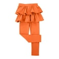thumbnail image 4 of Lenpel Girls' Leggings with Ruffle Skirts Elastic High Waisted Full Length Footless Tiered Skirted Leggings Slim Workout Dance Pants(Orange,13-14 Years), 4 of 7