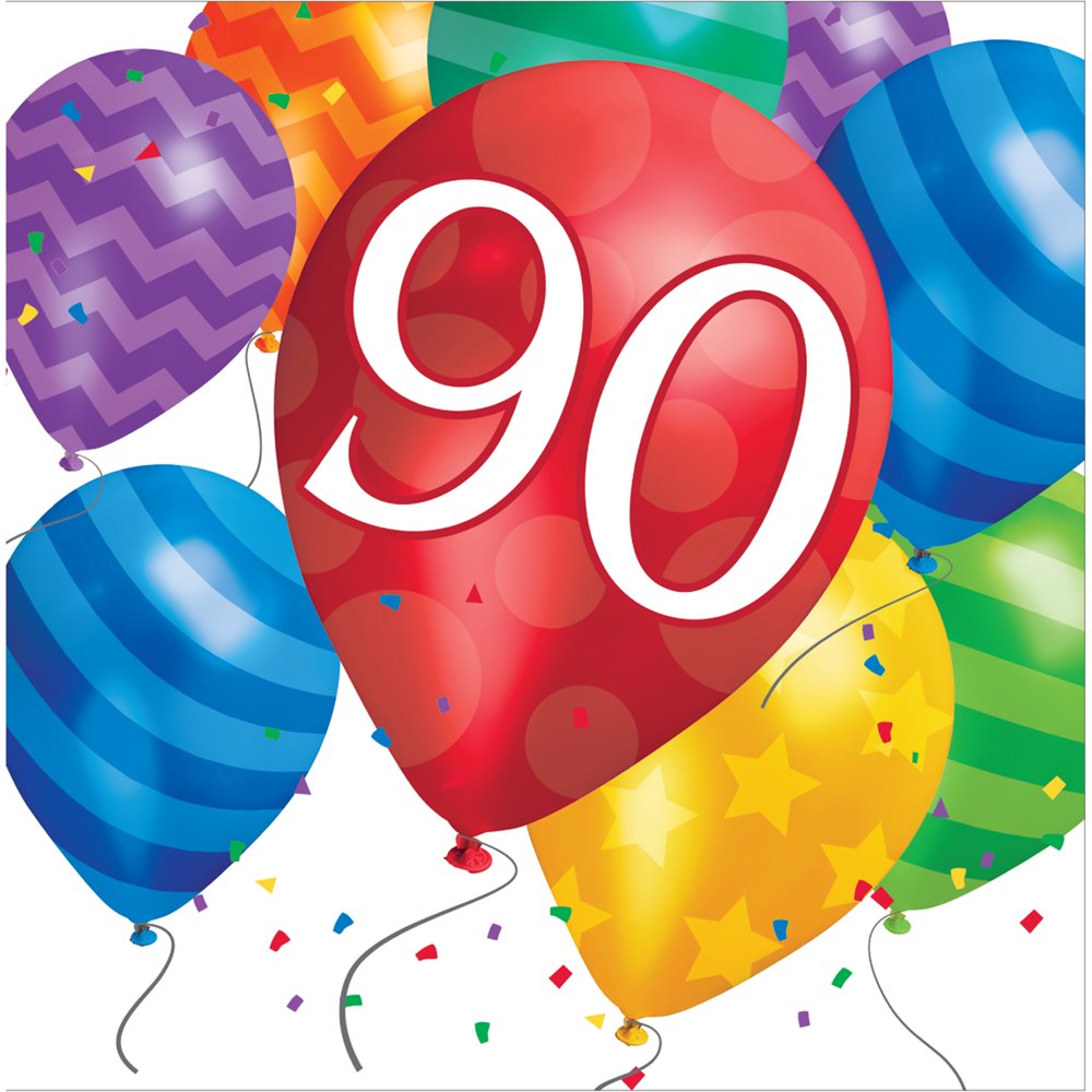 Balloon Blast 90th Birthday Lunch Napkins,Pack of 16 EA