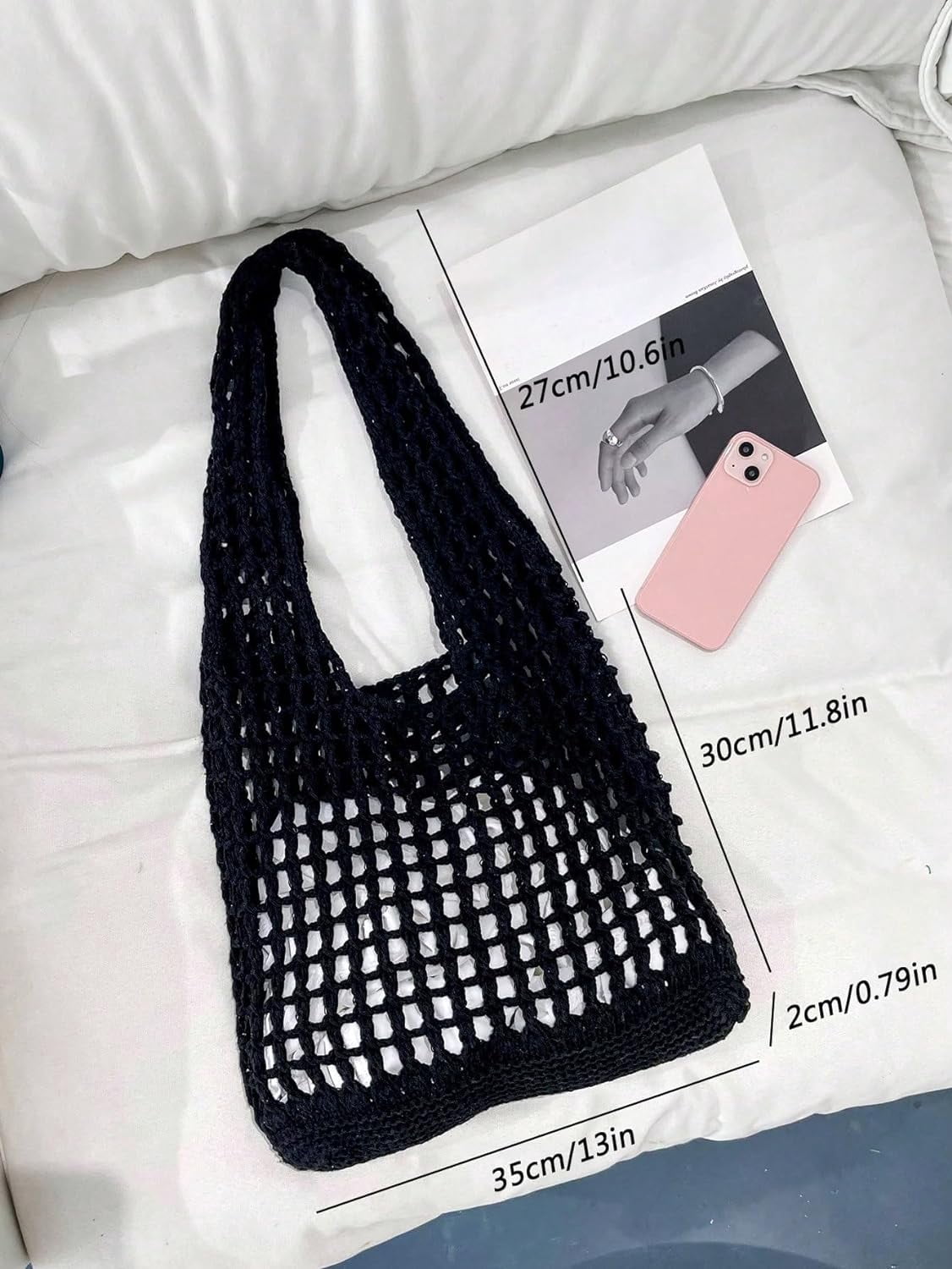Women's Hollow Out Knit Tote Handbags Crochet Shoulder Bag