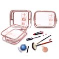 thumbnail image 2 of Bolsa de aseo de 3 piezas con asas de silicona, bolsa de maquillaje transparente de plástico de viaje pequeña bolsa de cosméticos para mujeres, bolsa de cuarto de galón compatible con aerolíneas para artículos de tocador de viaje ER, 2 of 4