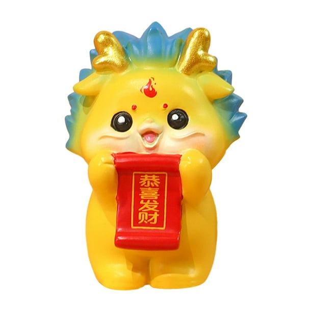 Figura de dragón de Año Nuevo chino, linda mini escultura de dragón para gabinete de casa Estilo E