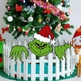thumbnail image 6 of YUNOVA Christmas Fence Peeker Decorations Outdoor, 15.5 inch Grinch Yard Sign with Santa Hat, Waterproof Corrugated Plastic, Holiday Lawn Decor for Garden, Fence Christmas Decoration, 6 of 9