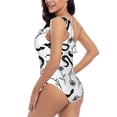 thumbnail image 4 of Honeii Hand Drawn Snake for women's one-piece swimsuit featuring a chic one-shoulder design experience elegance and style in the water-XX-Large, 4 of 6