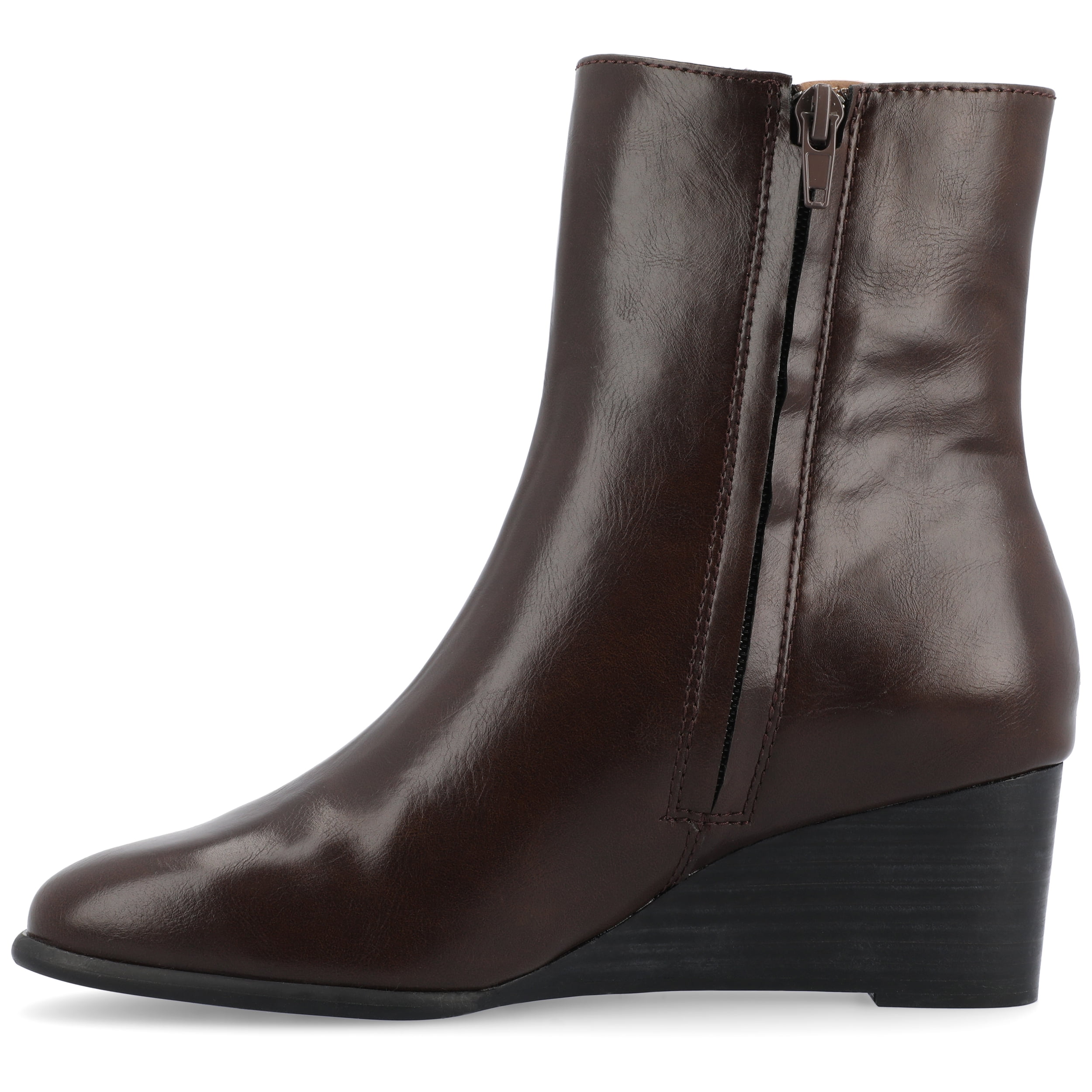 Journee Womens Kylo Stacked Wedge Heel Soft Square Toe Booties