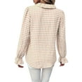 thumbnail image 5 of Kilaqueen Shirts for Women Long Sleeve Plaid Ruffled V Neck Button Down Shirts Casual Trendy Business Work Fall Tops, 5 of 9
