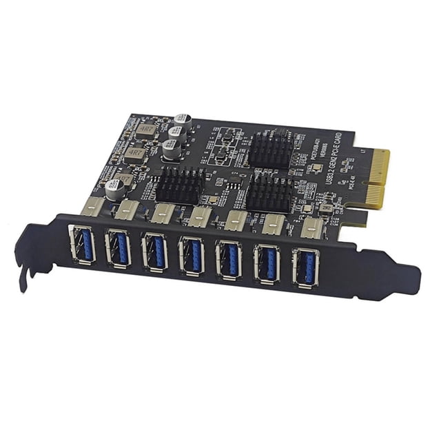 Tarjeta de Expansión PCIe USB3.2 GEN2 de 10 Gbps, Tipo A, PCI-e de 4X A 7 Puertos, Tarjeta Adaptadora de Expansión USB 3.0, Tarjeta Controladora PCI-e