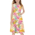 thumbnail image 6 of Spazoro Little & Big Girls A-Line Dress, Crew Neck Sleeveless Floral Print 2025 New Style Summer Dresses for Child Girls Multicolor Size 9 T, 6 of 7