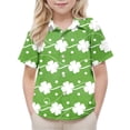 thumbnail image 1 of Blusa y camisa de manga corta con cuello vuelto, moderna e informal, con estampado del Día de San Patricio, con bolsillo, para uniforme escolar, para niños y niñas de 2 a 15 años., 1 of 7