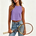 thumbnail image 7 of Gamivast Crop Tops for Women Sleeveless Crew Neck Casual Flowy Muscle Tanks Summer Workout Athletic Shirts Lightweight Loose Fit Comfortable Active Basic Loungewear Purple L, 7 of 7