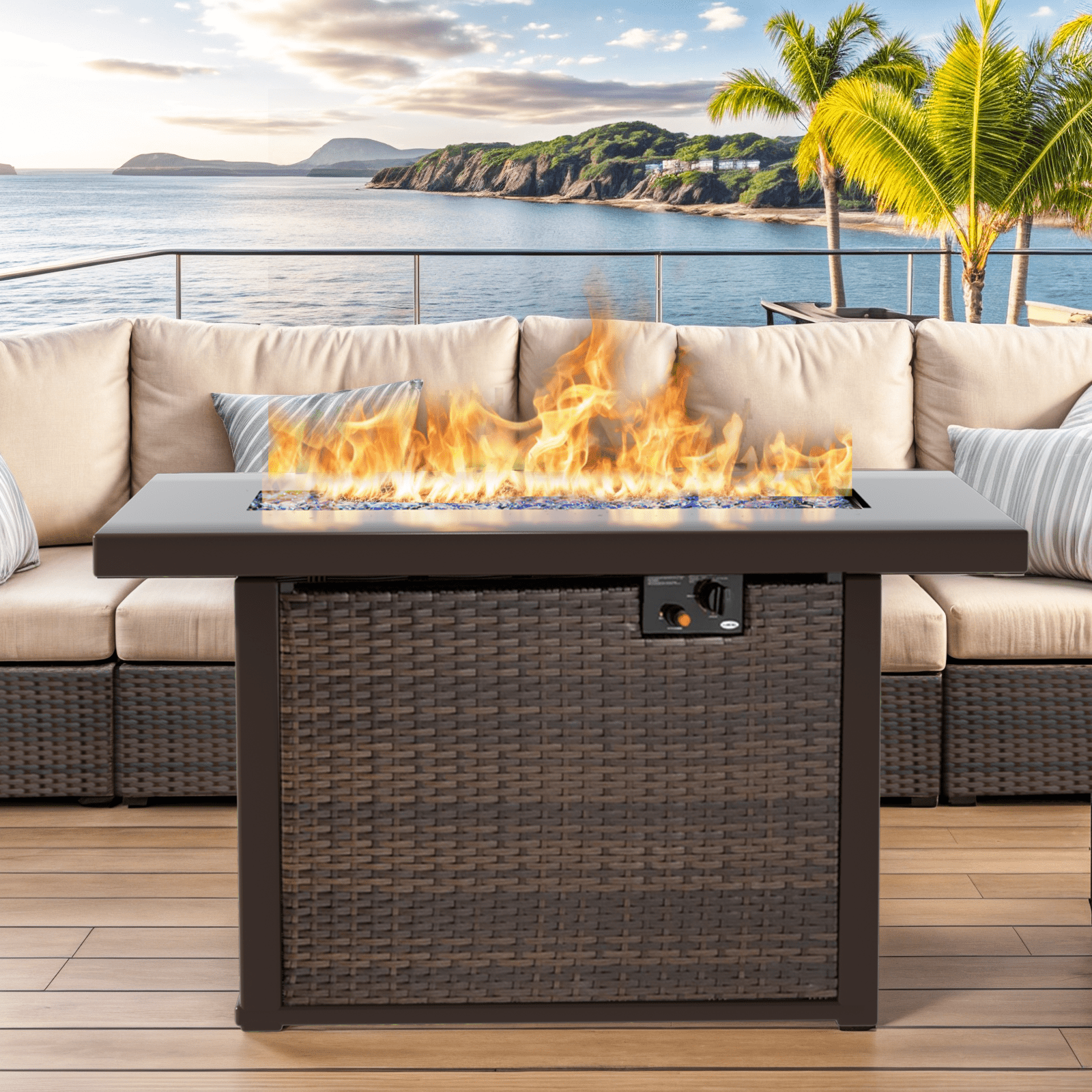 Gaildon 42'' Propane Gas Fire Pit Table 50,000 BTU Auto-Lgnition Gas Firepit, Black