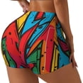 thumbnail image 1 of Balery Colorful Arrow Graffiti Pattern Pantalones cortos de entrenamiento estampados para mujer, sin costuras, ajustados, para gimnasio, yoga, correr, deportes, ejercicio activo, fitness.-Small, 1 of 8
