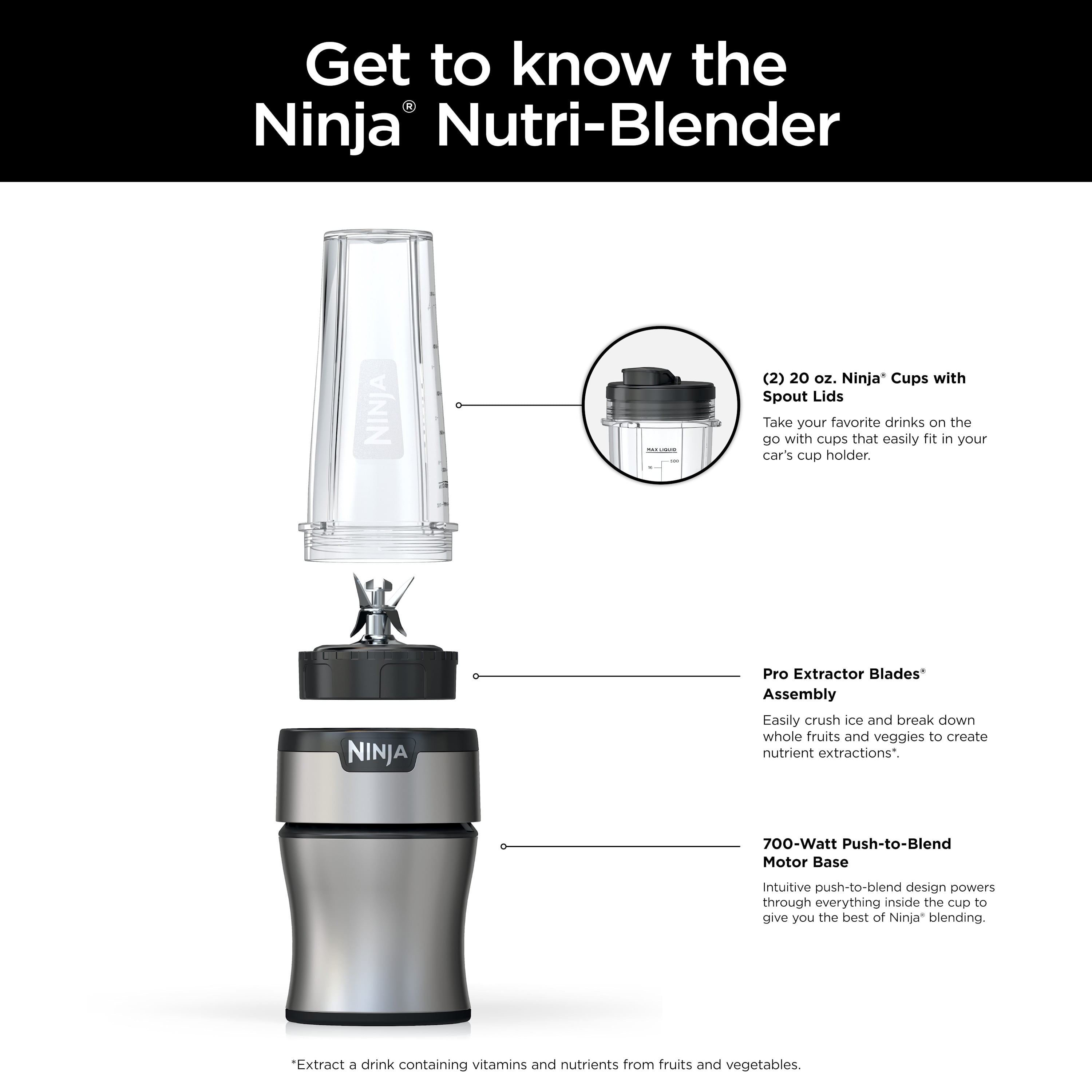 Ninja QB3001EUS 700W Glass Blender Black