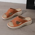 thumbnail image 2 of Eltusu Women Wedge Slide Sandals, Slip On Open Toe Soft Bottom Casual Ladies Shoes Orange Size 9, 2 of 10
