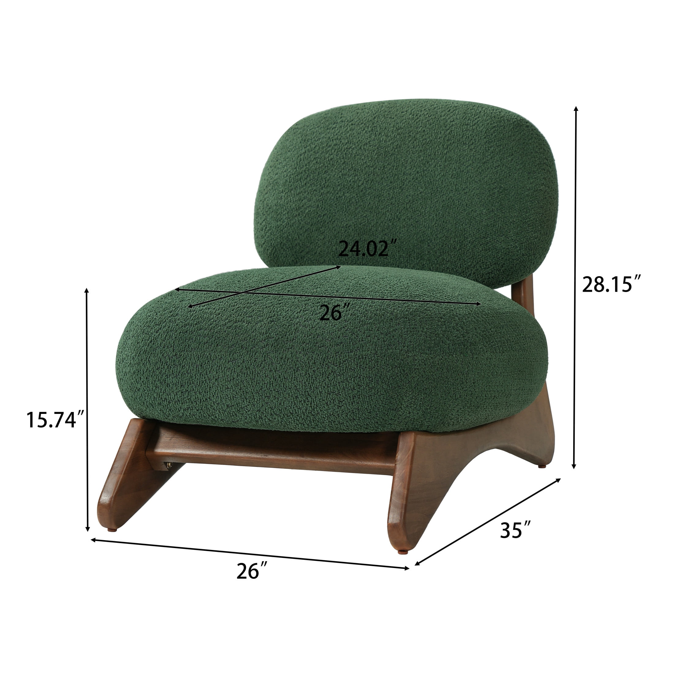 Christopher Knight Home Modern Boucle Upholstered Accent Side Chair with Solid Wood Frame, Olive Green