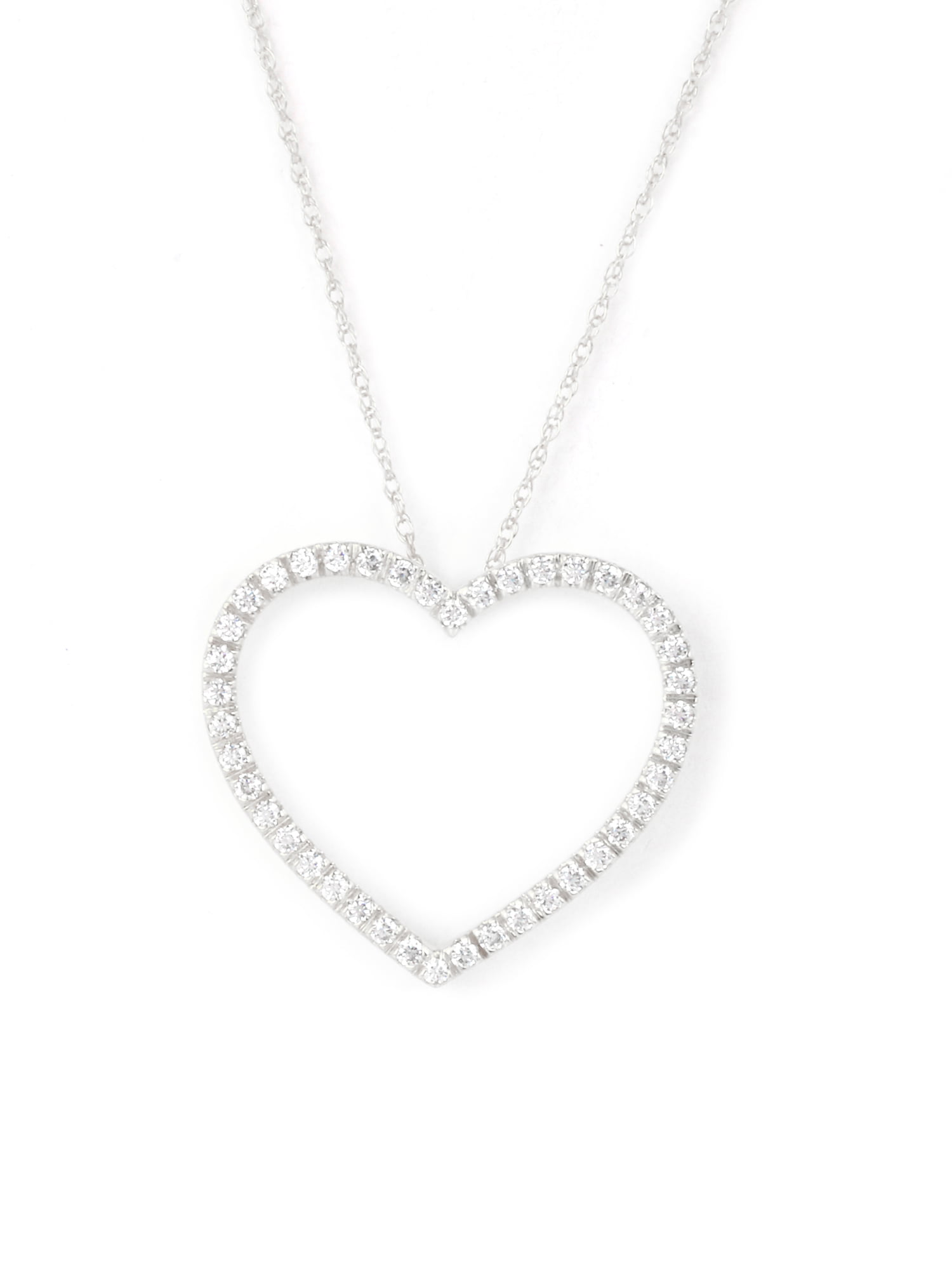 2Ct Baguette Cut VVS1 Diamond Open Heart Pendant Necklace 14k White Gold Finish 