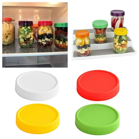 Tkrady 4Pcs Plastic Mason Jar Lids Colored Mason Jar Caps Compatible For Wide Mason Jars (Wide Mouth) Kitchen Craft