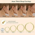 thumbnail image 3 of 4mm Thick Gold Chunky Earrings Post Hoops Earrings For Women 2Pcs Hollow Tube Hoops Earrings Thick Gold Hoop Earrings Hypoallergenic Lightweight Gold Hoop Large Earrings 20/30/40/50/60MM, 3 of 8