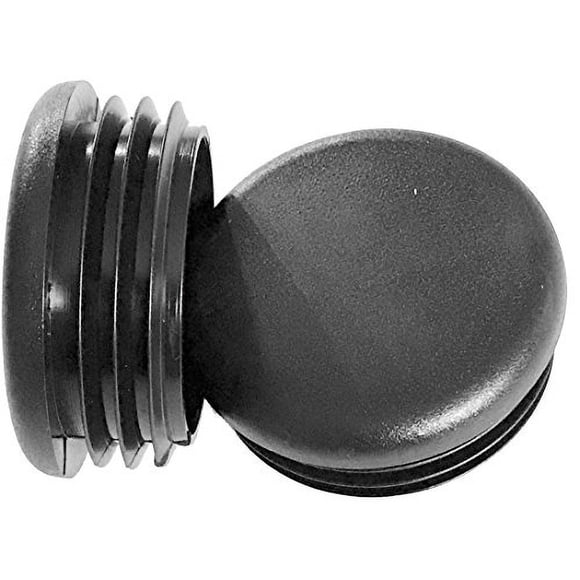 (Pack of 8) 1-5/8" - 1-625 Inch OD Head Dia - (10-14 Ga - 1.36" - 1.45" ID) Snap-in Round Black Plastic Plugs w/Flexible Ridges | Fencing Post Tube Inserts | Fitness Eqpt. End Caps