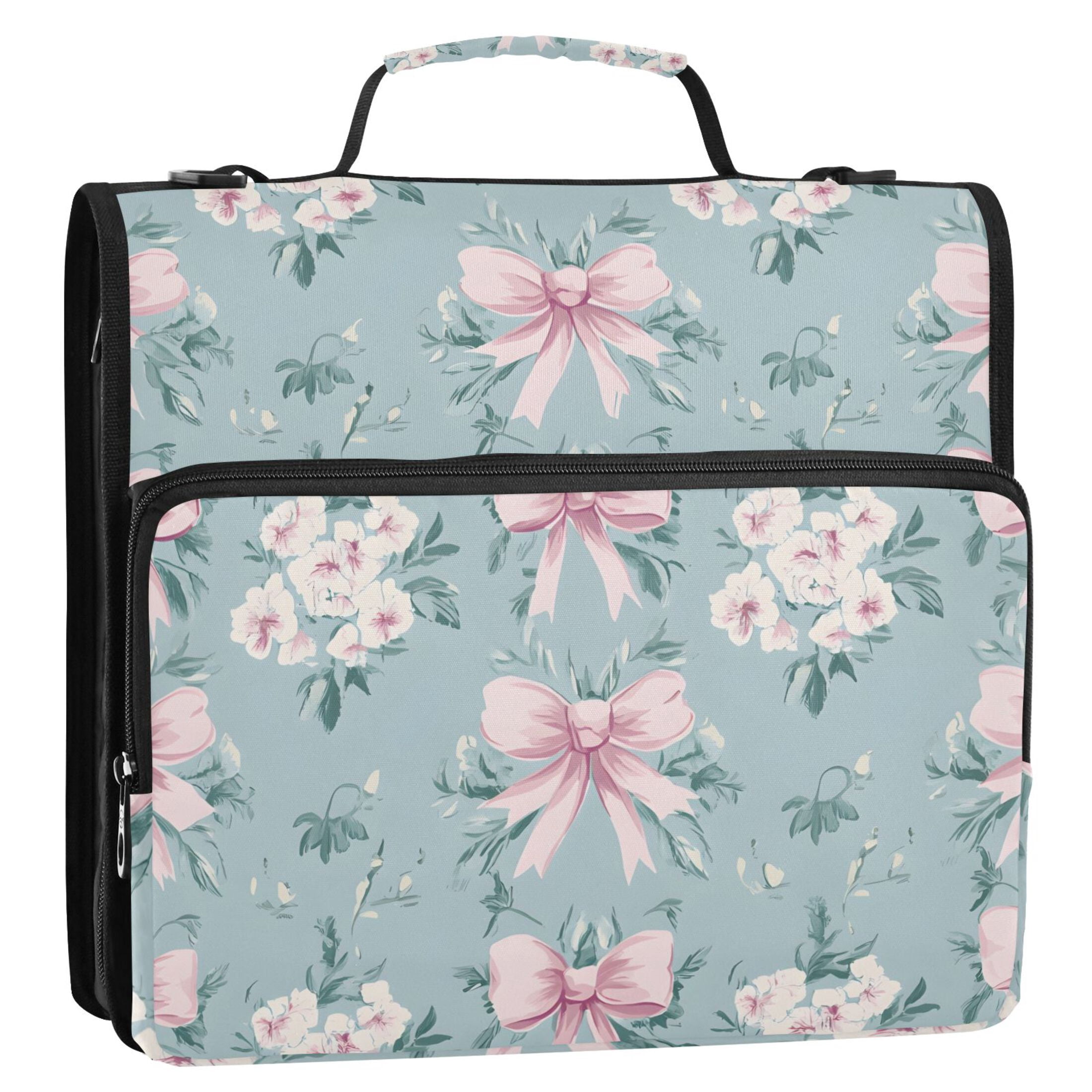 ALAZA Zipper Binder Bows Floral 3 Ring Trapper Keeper File Folder Organizer Bag