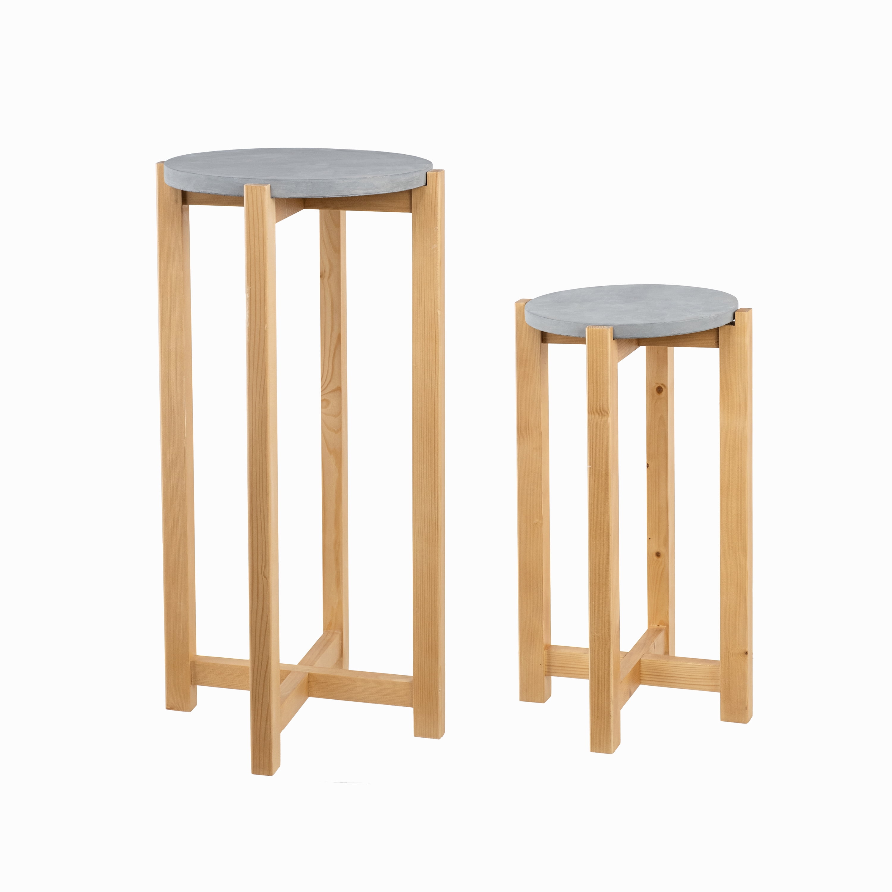 Better Homes & Gardens 2 Pack Gray Cement Wood Plant Stand